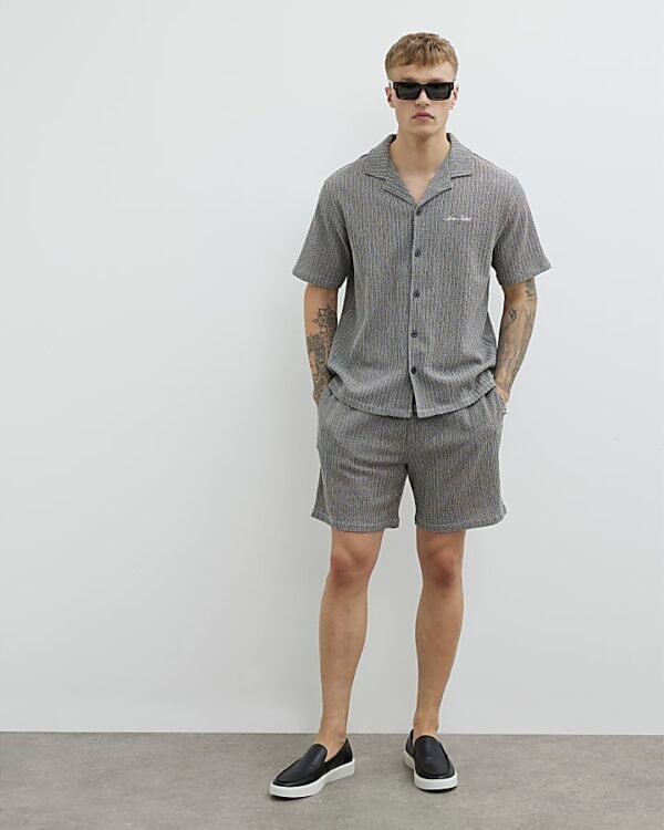 Grey Regular Fit Plisse Shorts