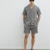 Grey Regular Fit Plisse Shorts