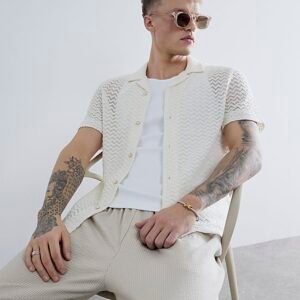 White Regular Fit Crochet Shirt