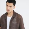 Brown Regular Fit Crochet Shirt