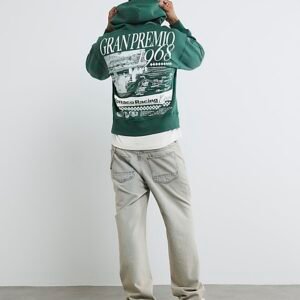 Green Oversized Gran Premio Print Hoodie