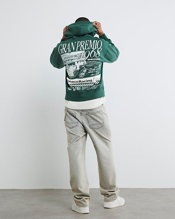 Green Oversized Gran Premio Print Hoodie