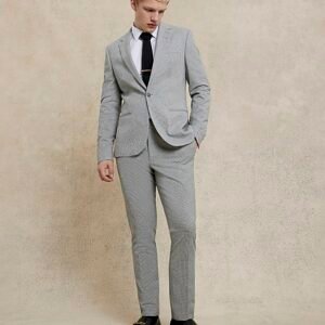 Grey Puppytooth Skinny Suit Trousers