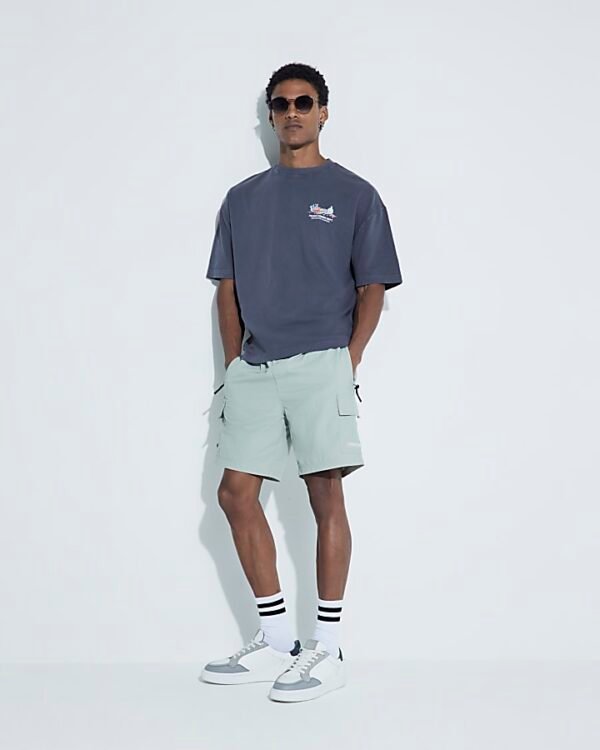 Green Loose Fit Cargo Swim Shorts