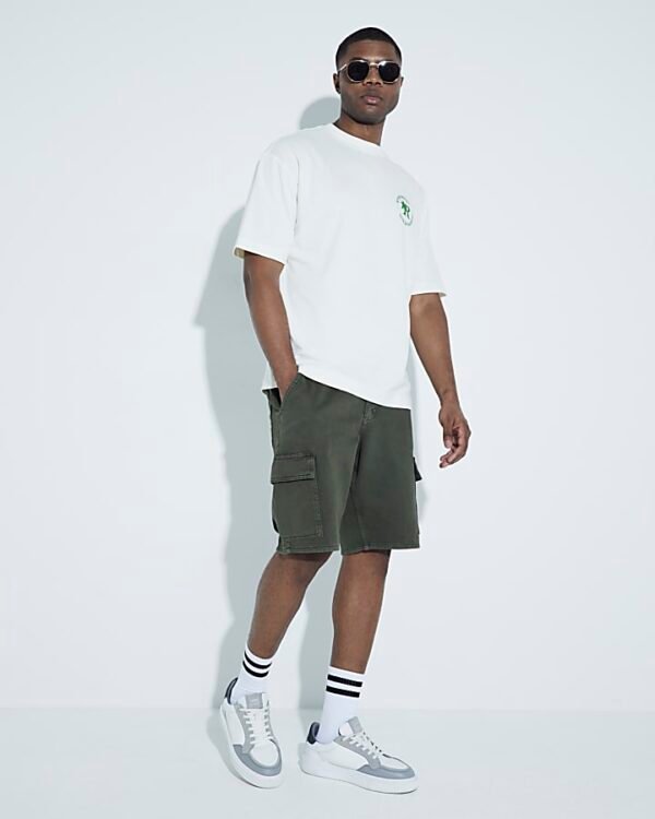 Green Denim Cargo Shorts