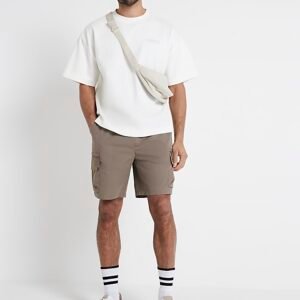 Brown regular fit cargo shorts