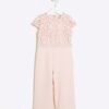 Mini Girls Pink Floral Lace Jumpsuit