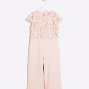 Mini Girls Pink Floral Lace Jumpsuit