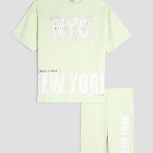 Girls Lime New York T-shirt And Shorts Set