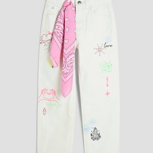 Girls White Denim Tarot Straight Jeans