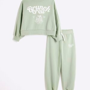 Girls Green Brunch Club Sweatshirt Set