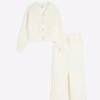 Girls Cream Oversized Cardigan Set