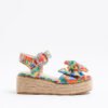 Girls Multi Coloured Printed Wedge Sandals