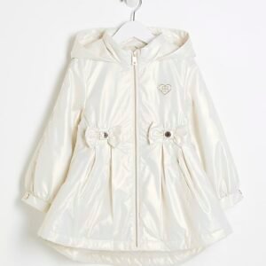 Mini Girls Cream Cinched Frill Raincoat