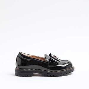 Girls black patent bow loafers