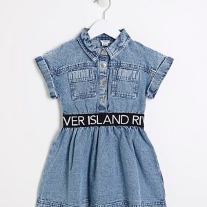 Mini Girls Blue Denim RI Waistband Dress