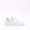 Girls White Faux Leather Lace Up Trainers