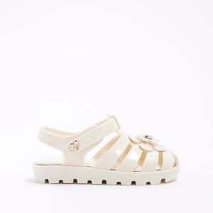 Mini Girls Cream Floral Jelly Sandals