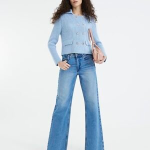 Blue high waisted relaxed straight leg jeans