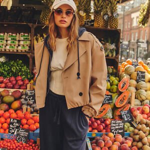 Beige Short Bubble Hem Trench Coat