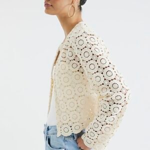 Cream Crochet Short Jacket