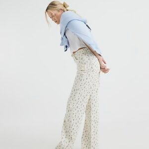 White Relaxed Straight Ditsy Floral Jeans