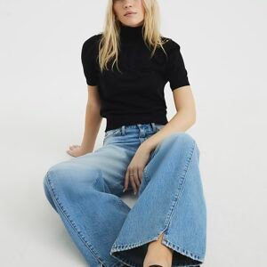 Blue Baggy Wide Leg Jeans