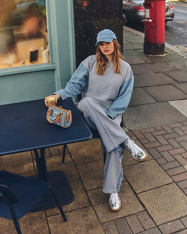 Grey Denim Hybrid Sweatshirt