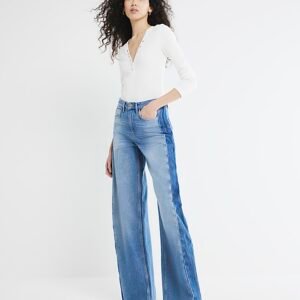 Blue Denim Side Stripe Barrel Jeans