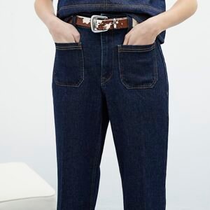 Indigo High Waisted Pocket Wide Leg Jeans