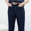 Indigo High Waisted Pocket Wide Leg Jeans