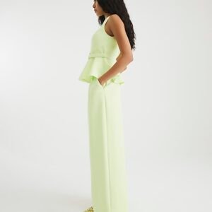 Lime High Waisted Wide Leg Trousers