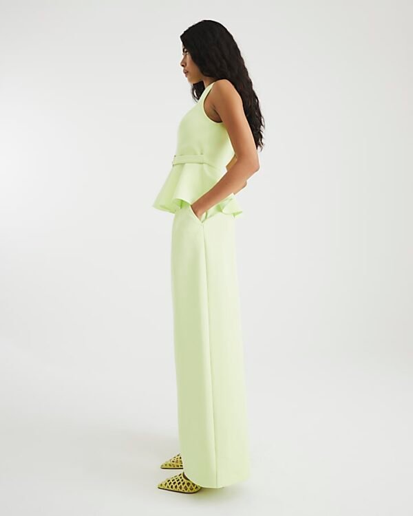 Lime High Waisted Wide Leg Trousers